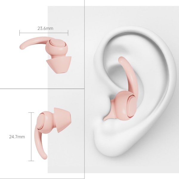 Silikoniset korvatulpat – erittäin pehmeät, mukavat uudelleenkäytettävät korvasuuttimet, melua vaimentava, nukkuminen, lentäminen, 1 pari vaaleanpunaista