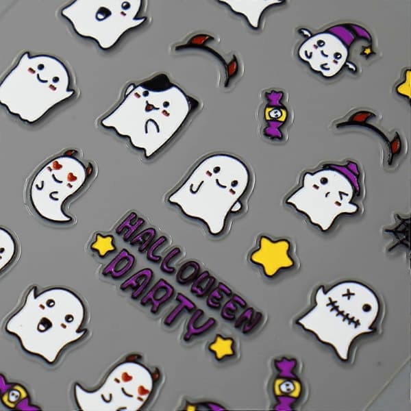 Halloween 5D Selvklæbende Negle Stickers - Sød Spøgelse