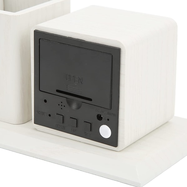 Växande LED-väckarklocka Digital väckarklocka Träpennhållare Elektronisk klocka Pennhållarur Mini elektronisk klockprydnad