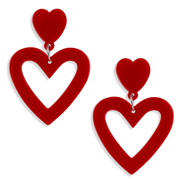 Akryl dubbla hjärta örhängen för kvinnor Heart Statement örhänge Kärlek hjärta örhängen dinglar