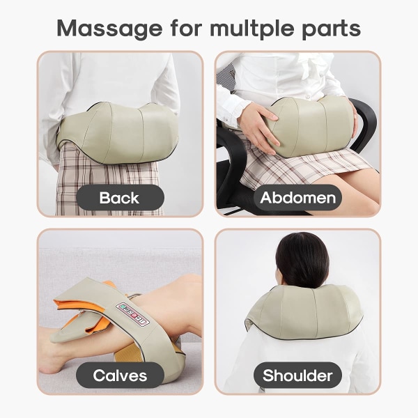 Elektrisk Shiatsu massageapparat med varme til lindring af muskelsmerter i kroppen