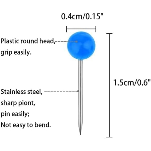500 st kartnålar 1/8 tum tummenålar 10 färger tryckknapp ritning med förvaringslåda för världskarta, korktavla, tygmarkering