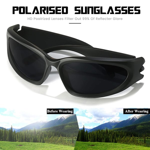 Polariserade Y2K Wrap Around Solglasögon Snygga Polariserande UV400 Futuristiska Ovala Solglasögon Dam Herr Fiske Golf Körning Solglasögon