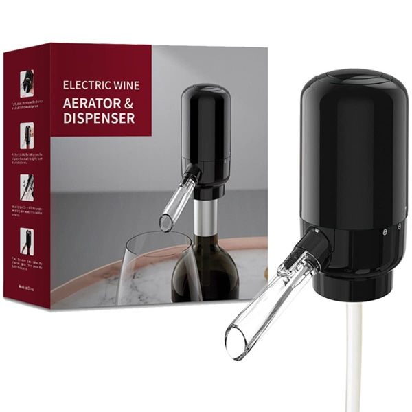 Elektrisk vinluftare med silikonrör Professionell vindispenser och champagnehäll Batteridriven bärbar hällare och karaffpip