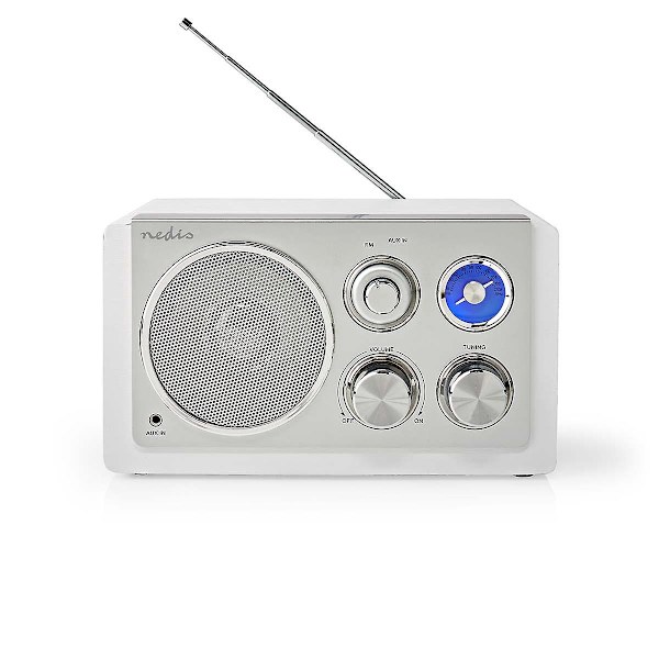FM-radio | Borddesign | FM | Strømadapter | Analog | 15 W | Bluetooth® | Hvit silver