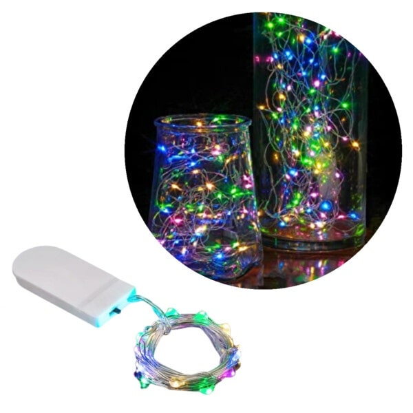 1m Mini LED Lyskæde Batteridrevet Multicolor Multicolor