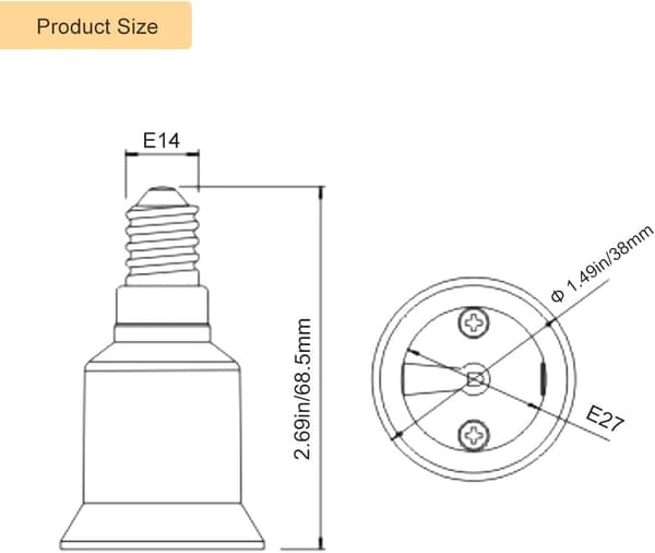 E14 till E27 Sockelomvandlare Sockeladapter Flammskyddande PBT Plastmaterial Lampbas Skruvadapter 2-pack