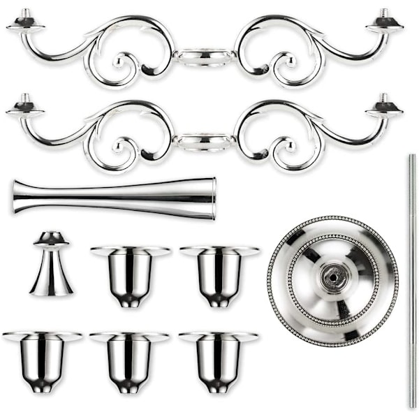 Sølv Candelabra Holder 5 Arm  27cm Høy Koniske Lys
