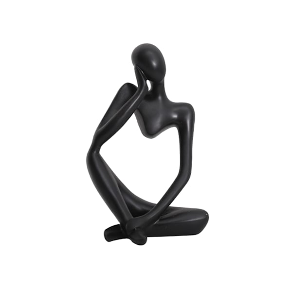 Mini Thinker Skulptur Prydnader Harts Svart Modern Abstrakt Skulpturer Skrivbordsdekorationer för Hem Vardagsrum Kontor, 9*12,5 cm