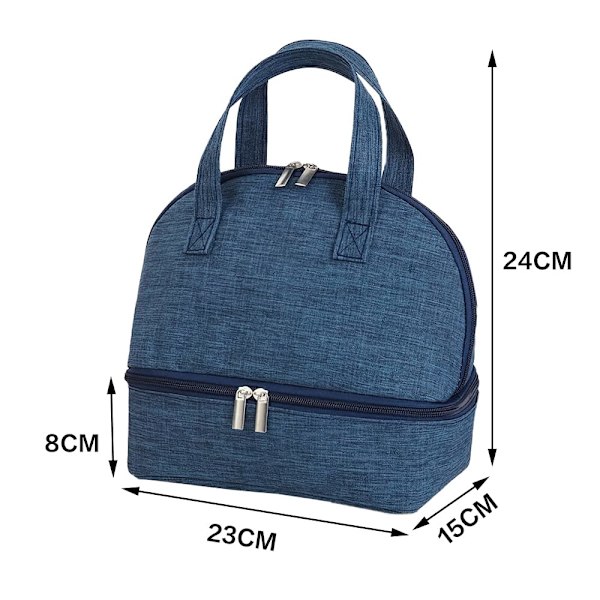 Lunch Bag Isolerad Väska, Liten Hopvikbar Kylväska för Arbete Skola, Picknick Handväska för Kvinnor, Vuxna, Studenter och Barn,B navy blue