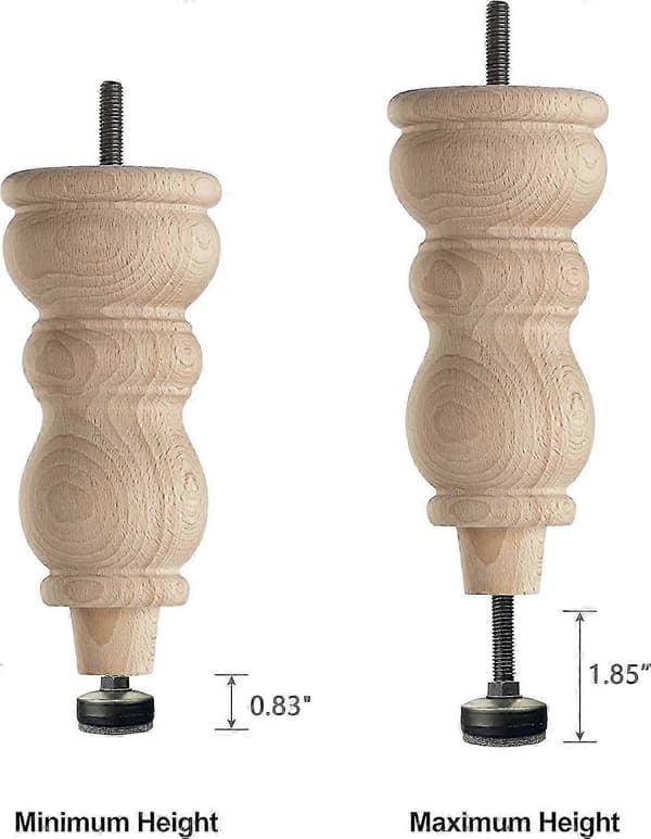 3/8\" Nivelleringsfødder med gevind - Kraftig, 4 stk., Sort