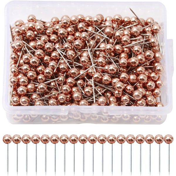 400 Pcs Push Pins, Map Push Pins for Cork Board Plastic Round Head Map Tacks Thumb Steel Point, Rose Gold