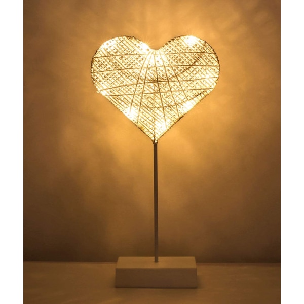 Bordlampe, batteridrevet hjerteformet Ramadan-lys til skrivebord