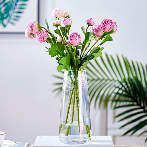 Glasblomstervase, tykke glascenterstykker, moderne klare vaser til hjemmet, blomsterarrangementsvase til mors dag, bryllupsreception, housewarming