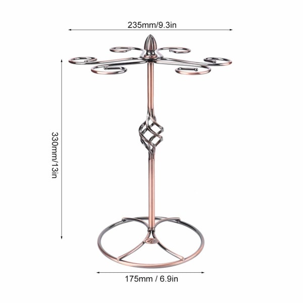 Vinglassholder, metallglassholder, vintage 6 kopper vinglassholderstativ, frittstående glassholder, vinstativ, glassholder