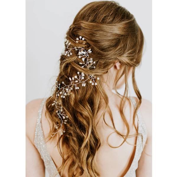 2 stk. brude hårranker krystaller bryllup hårpynt, krystaller hårbånd bryllup rhinestones hårranke bryllup hår tilbehør (50 cm, sølv)
