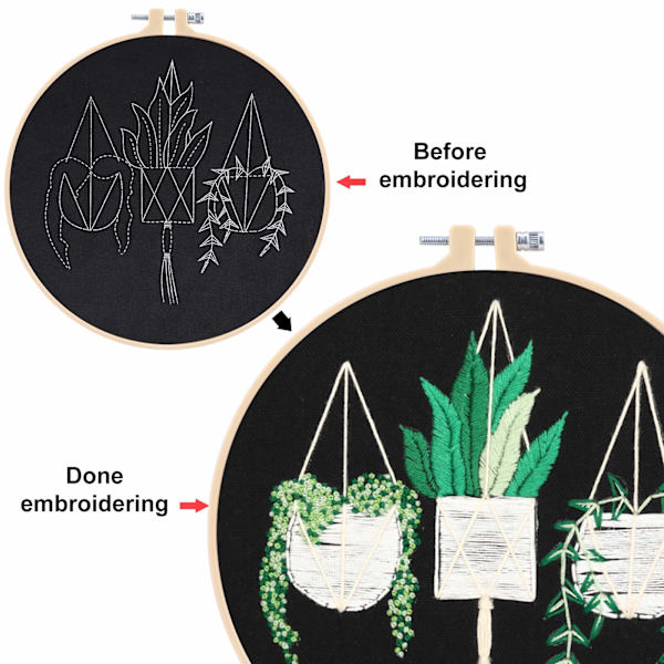 Korsstygnsbroderi Kit, DIY Broderi Handgjord Sömnad Hantverk Kit för Vuxna Nybörjare Sömnad Starter (Växter Blommor)