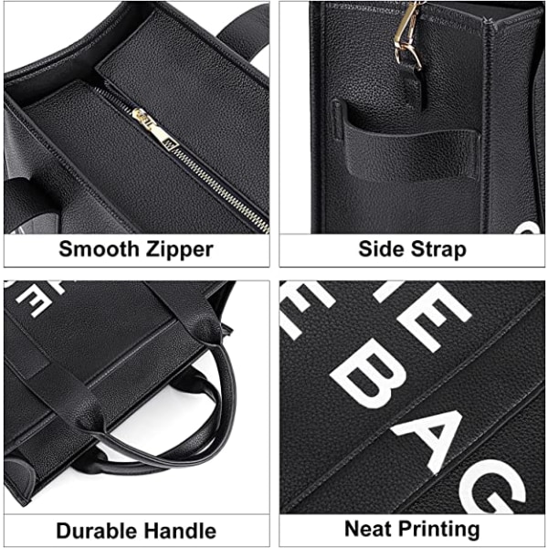 Kvinder Lærred Tote Tasker Casual Lærred Crossbody Taske (Sort)