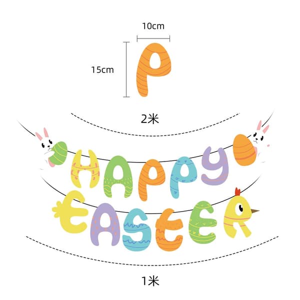 Påskebanner, 2m Happy Easter Banner, Påskedekorasjon