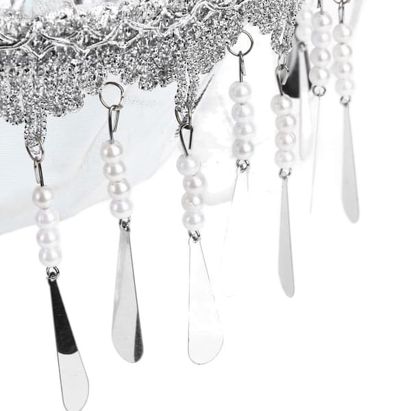 Blomsterflicka Korg, Silver Blomsterkorg Bröllop Blomsterkorg med Strass Spets för Bröllopsceremoni(Silver S)