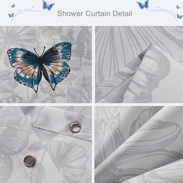 Shower Curtain Waterproof Mould Proof with 12 hooks 180x180cm