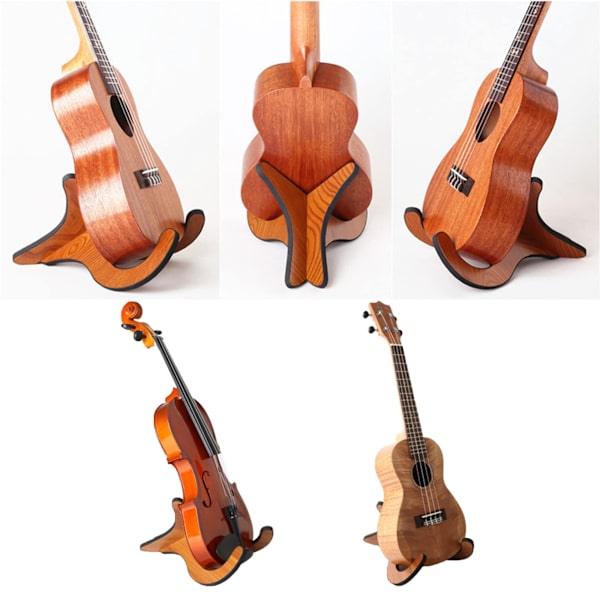 X-formet ukulele-stativ, sammenleggbart og avtakbart stativ for musikkinstrumenter i tre, bærbart stativ med ukulele-strenger, akustisk elektrisk gitar