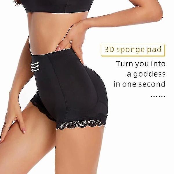 Kvinners Body Shaper Polstret Rumpe Løfter Truser Rumpe Hofteforsterker Falsk Hofte Shapwear Briefs Push Up Truser Booty BLACK M