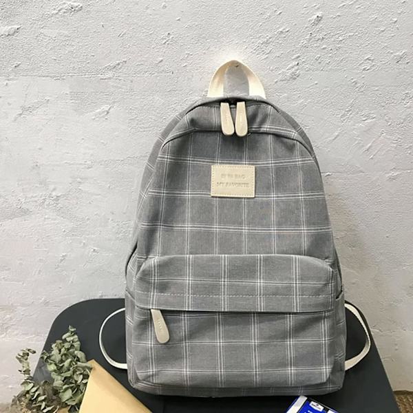 Rygsæk til kvinder, Throwback Plaid, Grå, 30*14*45 cm