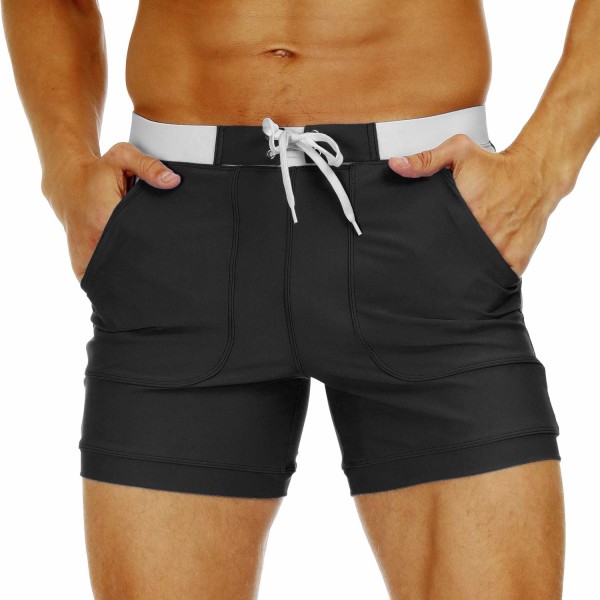 Herrshorts med snabbtorkande badshorts strandshorts bräda spa-stammar stretchiga gym shorts kalsonger med justerbar dragsko（36，XL）