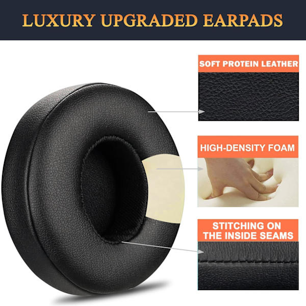 Earpads Cushions Vaihda Beats Solo 2 / Solo 3 (Musta)