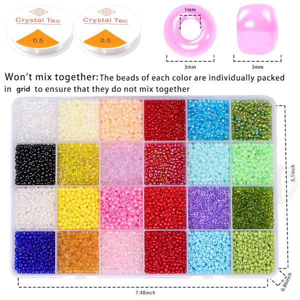 Glass Beads Kit 9600Pcs, DIY Beads for Jewelry Making Kit, 4mm