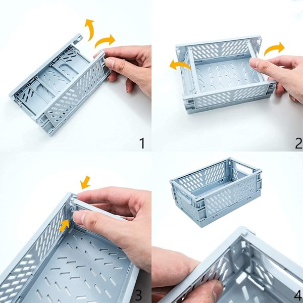 4 stk. Mini sammenleggbare skrivebordsbokser oppbevaringsboks (5,9 x 3,8 x 2,2 tommer)