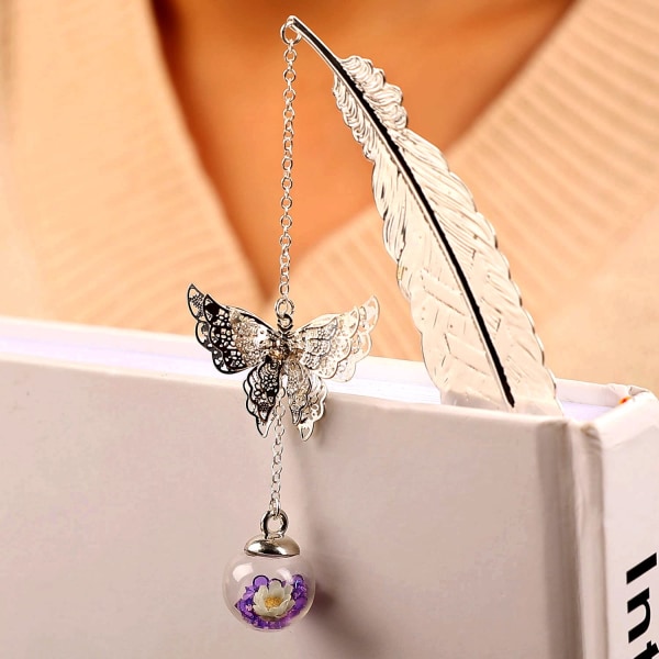 Metal Feather Butterfly Bookmark - Perfekt mors dag och födelsedagspresent för kvinnor, henne, mamma, lärare och bokälskare - Unik sidmarkering