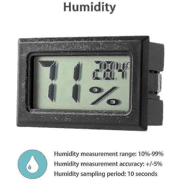 5-pakning Mini Hygrometer Lite Digitalt Termometer Hygrometer LCD-skjerm Innendørs