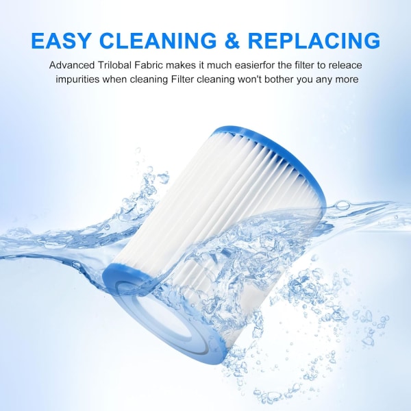 2 Filter Pool Filterpatron til Best-way Type II, Pool Filter Type 2 til Swimmingpool, Lazy Spa Filter Udskiftning til Best-way Pool Pumpe 2pcs