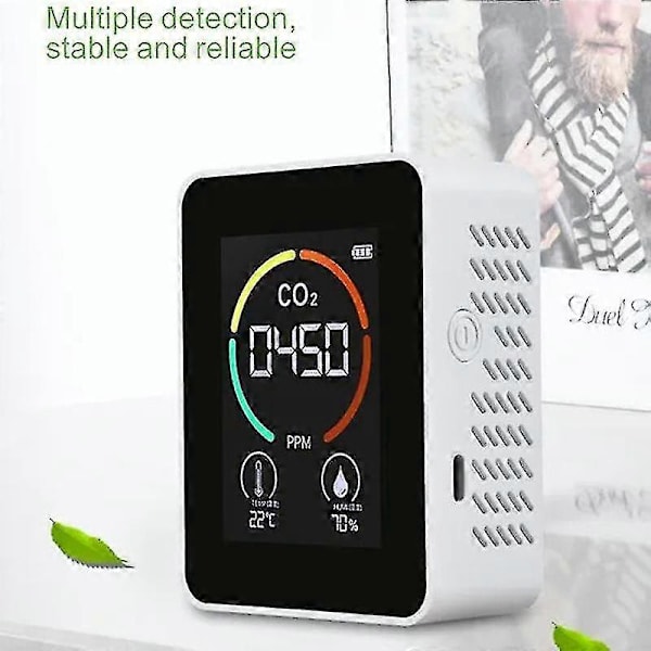 Luftdetektor Pm2.5 Pm10 Co2 Formaldehyd Temperaturdetektor Multifunktionel