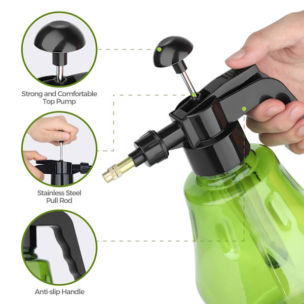 Planteforstøver Sprayflaske, 1,5L Tryk Planteforstøver (Grøn)
