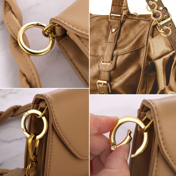Metal Spring Snap Clip O nyckelringar för handväska, guld