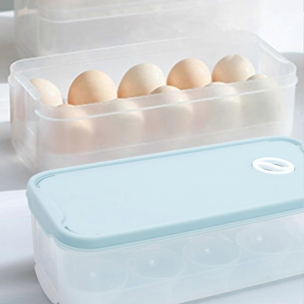 2-delt eggboks med lokk, eggoppbevaringsbeholder