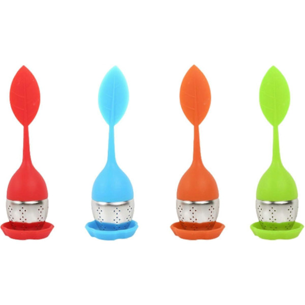 4-pack silikon te-infusers, silikonhandtag i rostfritt stål