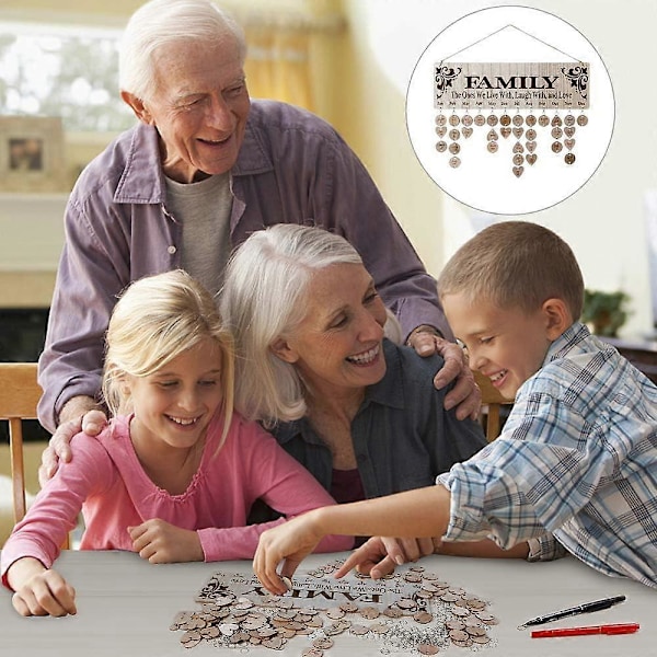 Mamma Mormor Presenter för Födelsedag Jul Mors Dag - DIY Familj Födelsedag Påminnelse Kalenderbräda i Trä