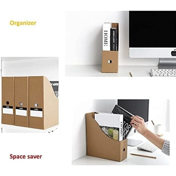 6-pak magasinmappeholder pap kontormappeopbevaring Papirmagasinmappeholder rack dokumentholder til skrivebordsmappemagasinholder