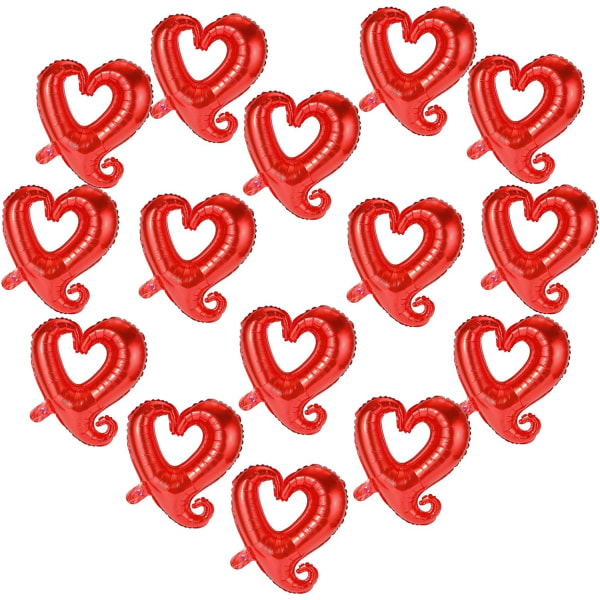 18" 15pcs Valentine's Day Balloons, Red Heart Balloons Foil Hook-Shaped Valentine's Day Party Supplies Romantic Valentines Decoration