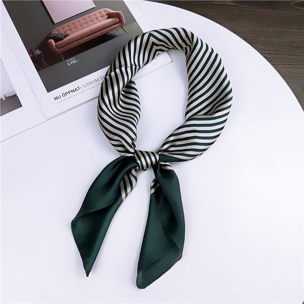 sourcing map 70cm Dame Stripe Print Firkant Tørklær Hodeplagg Hals Tørkle