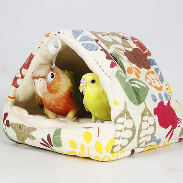 Vinter Papegøje Bur Plush Skur Fuglebur Sove Seng, 19x19x20cm