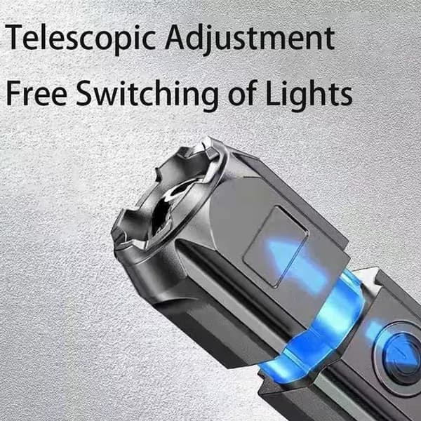 LED-taskulamppu ladattava - Super Bright säädettävä tarkennus taskulamppu - 4 valaistustilat ja pitkä akunkesto - taskukokoinen taskulamppu