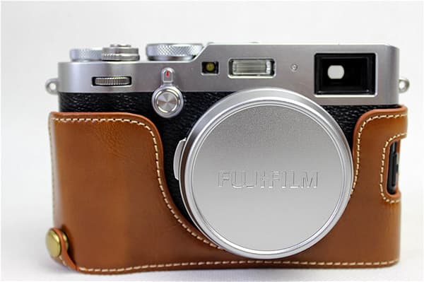 Skyddande läderkameraväska för Fujifilm x100f brun