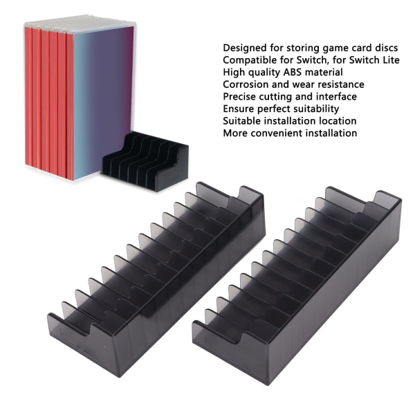 Spillkortlagringsstativ, 2 stk. Multifunksjonell spilldiskdisplayboksbrakett for PS4, CD-disker kortholder spillkortboks for Switch