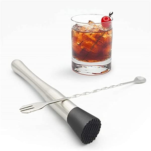 8 tommer cocktail muddler og blandeske, rustfrit stål cocktail muddler hjem bar bartender værktøj barware sæt barer