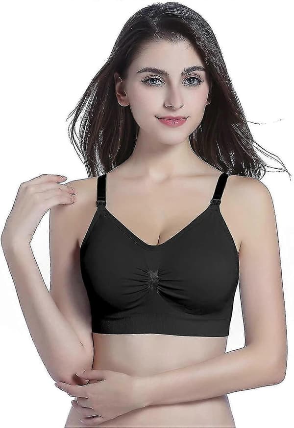 2-pack amningsbehå trådlös behå dam - Grå+Svart-Xl